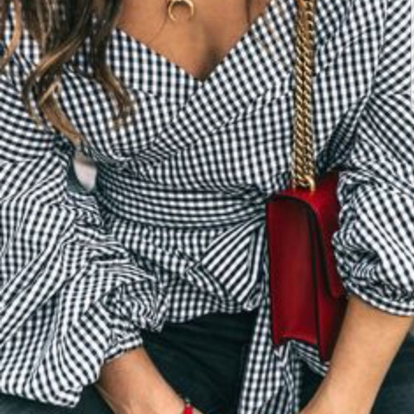 . Tops - 💋LAST 1💋GORGEOUS GINGHAM WRAP TOP!